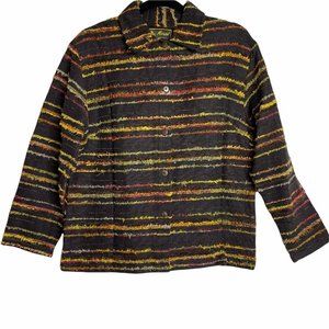 Mirasol Button Up Shirt Jacket Black w/Multicolor